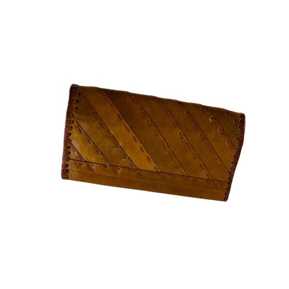Vintage camel Leather clutch purse handbag - Picture 1 of 5